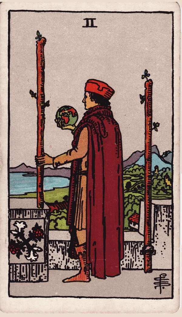 완드 2 (Two of Wands) 타로 카드 이미지