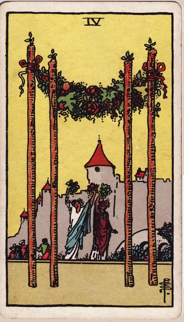 완드 4 (Four of Wands) 타로 카드 이미지