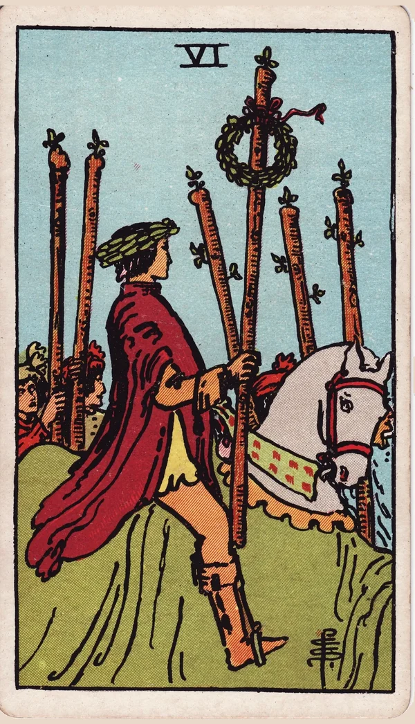 완드 6 (Six of Wands) 타로 카드 이미지