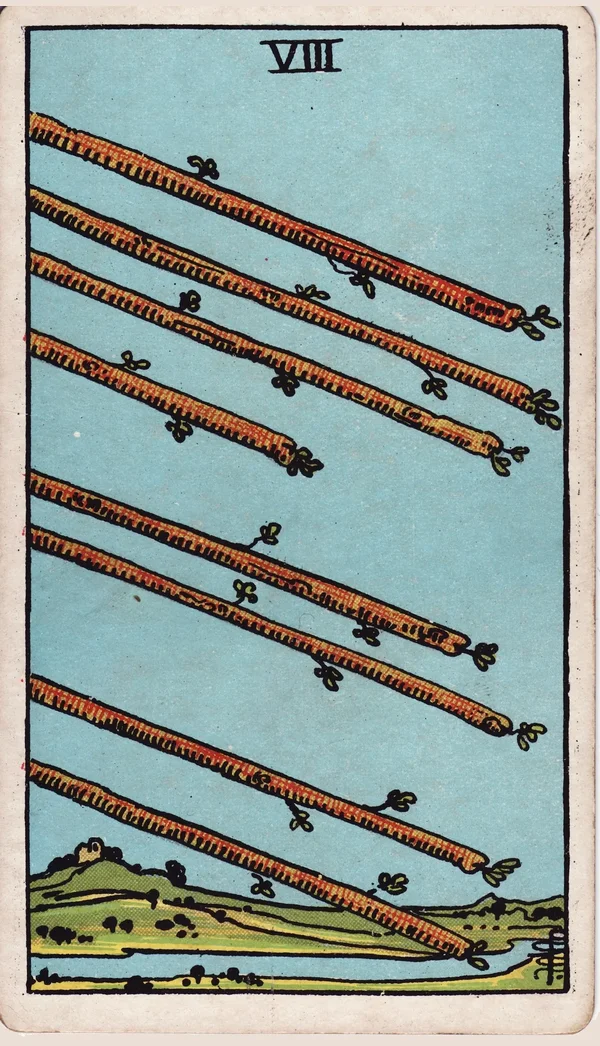 완드 8 (Eight of Wands) 타로 카드 이미지