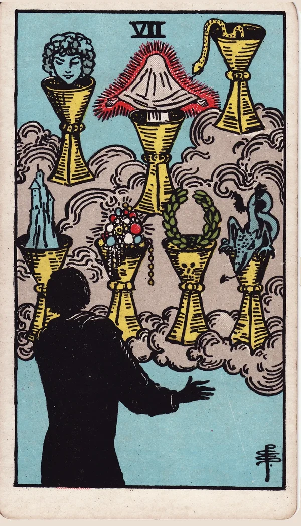 컵 7 (Seven of Cups) 타로 카드 이미지