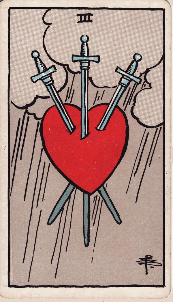 검 3 (Three of Swords) 타로 카드 이미지