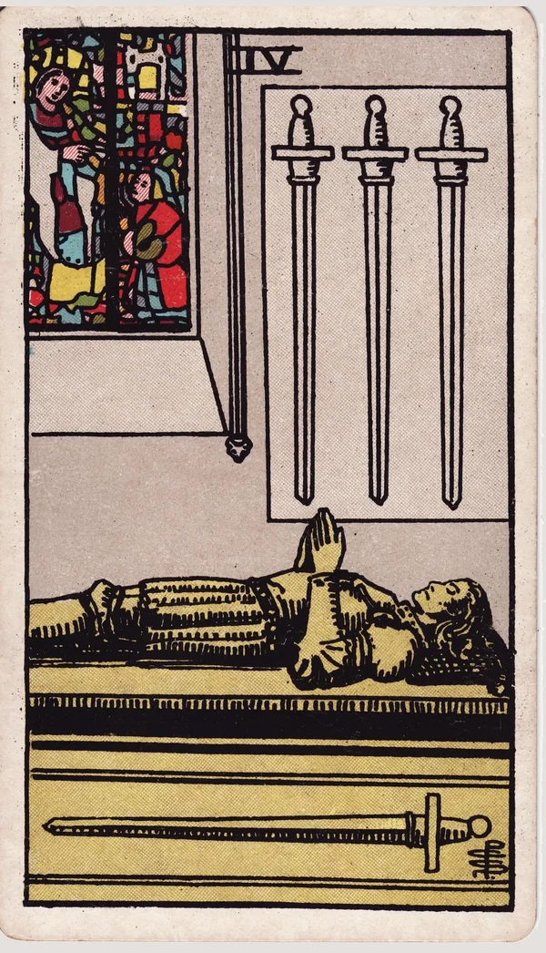 검 4 (Four of Swords) 타로 카드 이미지