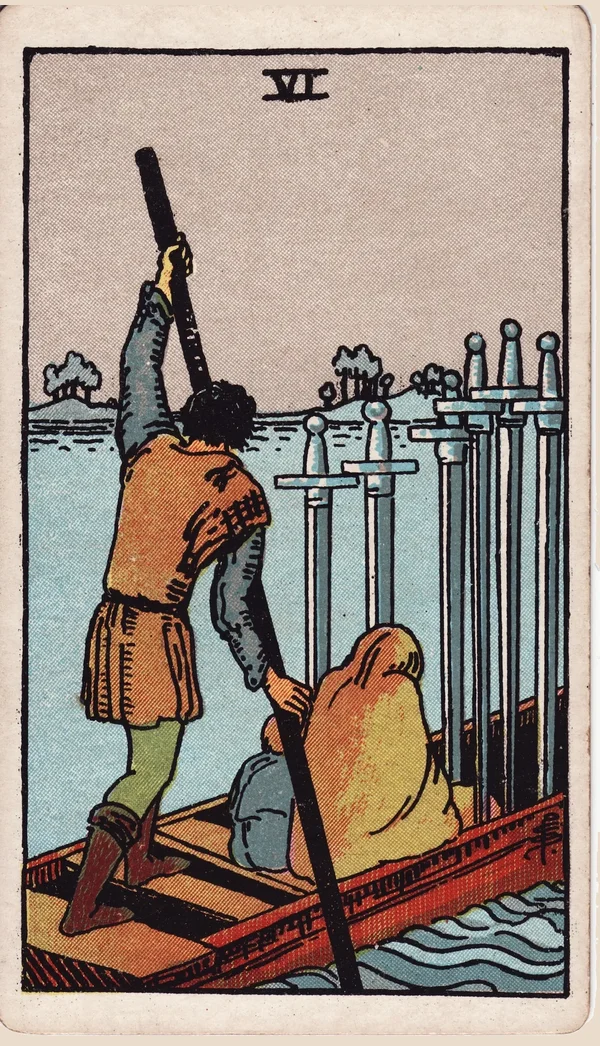 검 6 (Six of Swords) 타로 카드 이미지