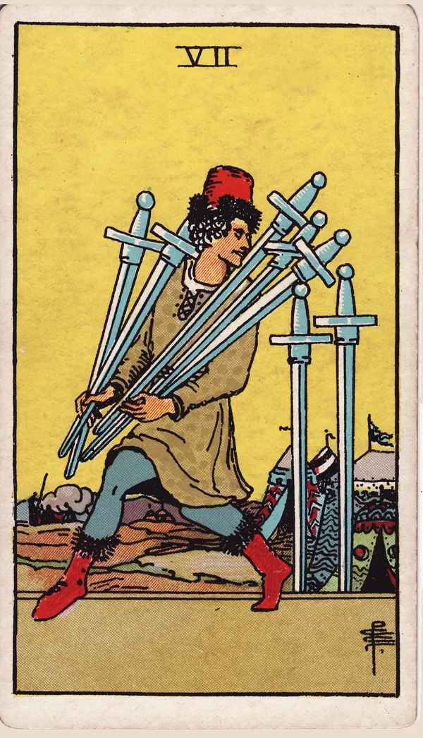 검 7 (Seven of Swords) 타로 카드 이미지