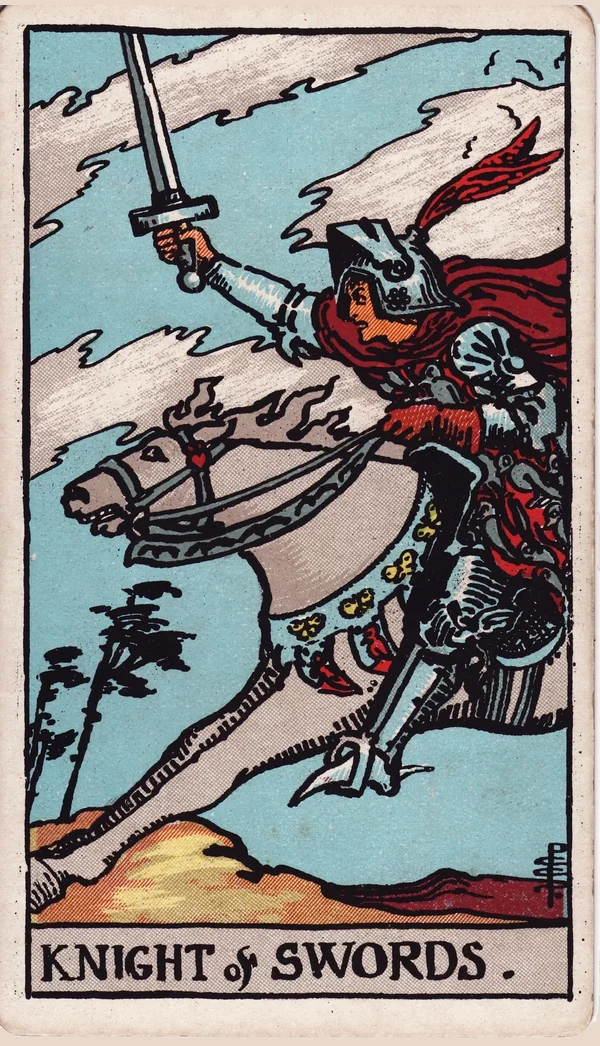 검 기사 (Knight of Swords) 타로 카드 이미지