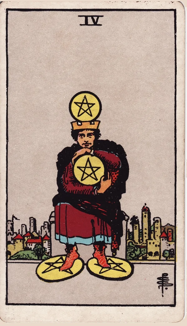 펜타클 4 (Four of Pentacles) 타로 카드 이미지