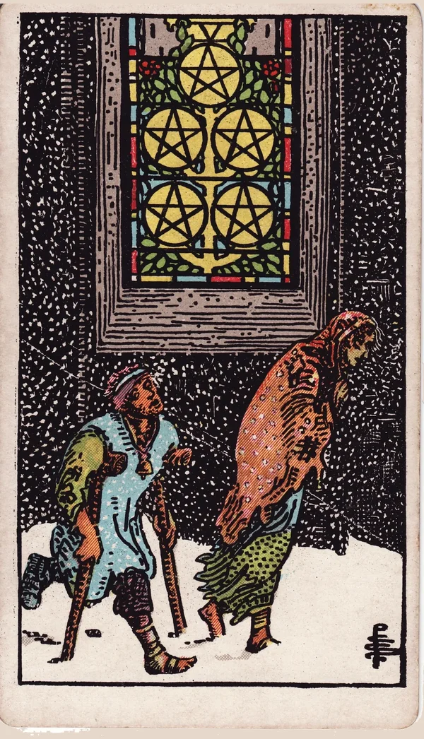 펜타클 5 (Five of Pentacles) 타로 카드 이미지