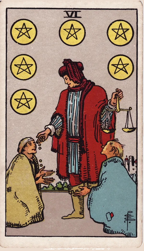펜타클 6 (Six of Pentacles) 타로 카드 이미지