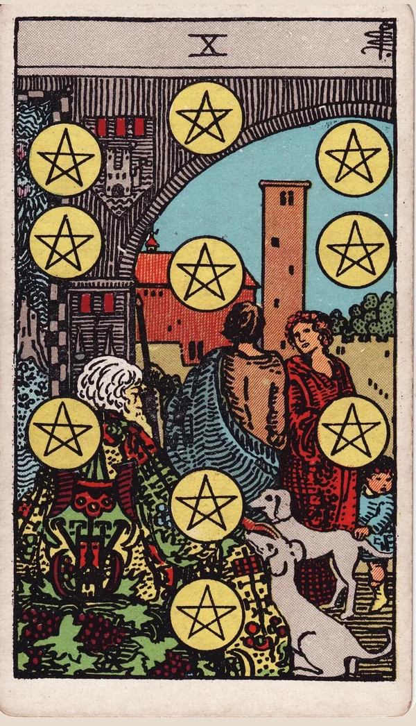 펜타클 10 (Ten of Pentacles) 타로 카드 이미지