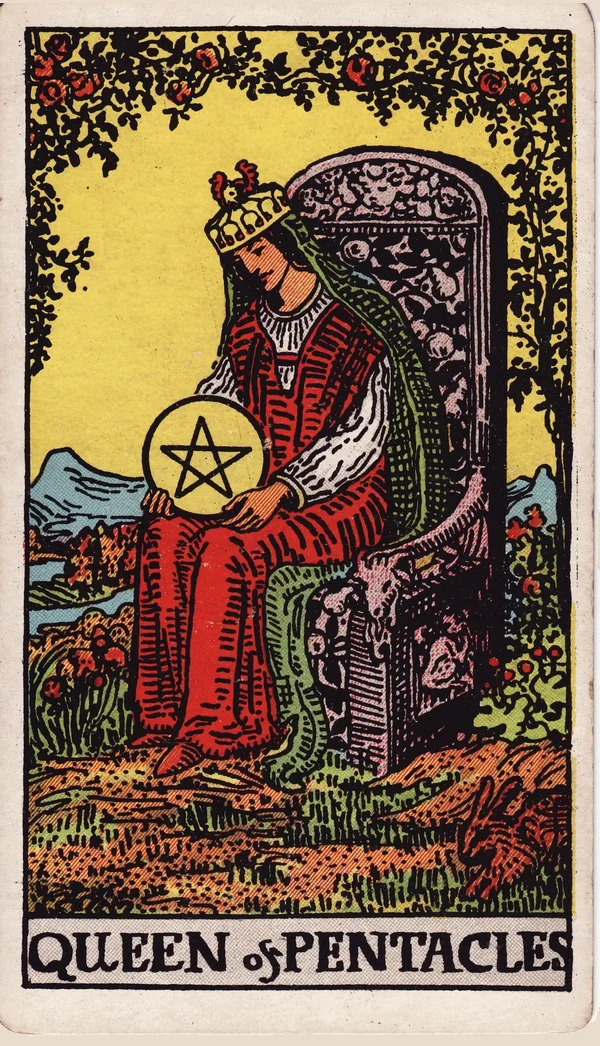 펜타클 여왕 (Queen of Pentacles) 타로 카드 이미지